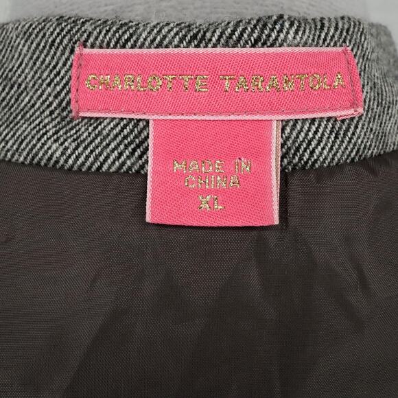 Charlotte Tarantola Jacket Womens XL Gray Wool Blend Lined Swing Trapeze Pleat - Picture 3 of 13
